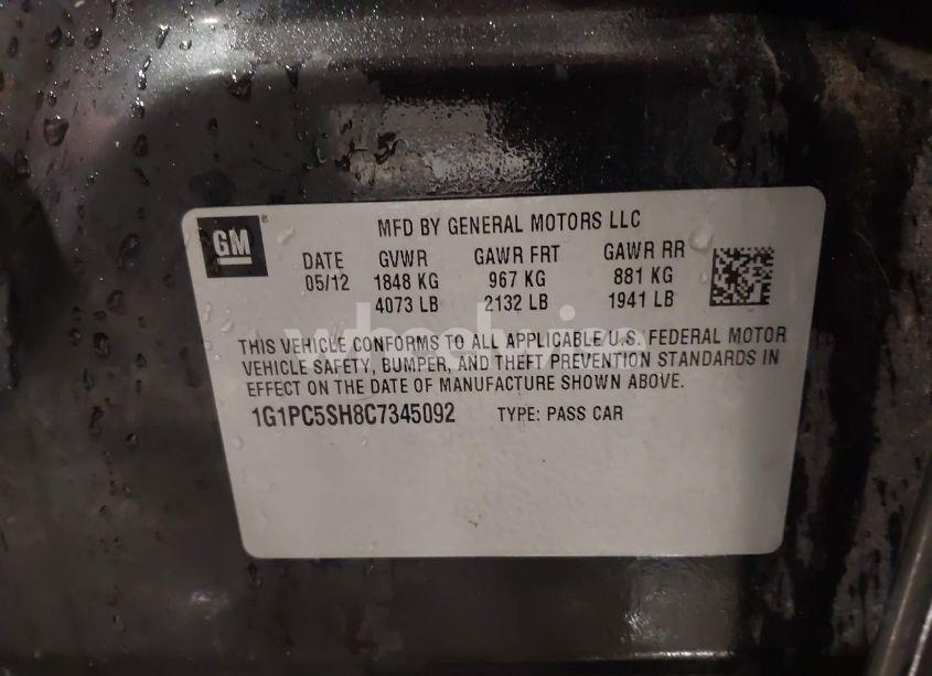 Photo 9 of 2012 Chevrolet Cruze LS (VIN 1G1PC5SH8C7345092)