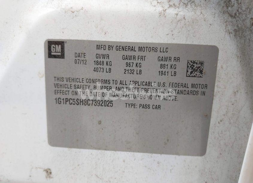Photo 9 of 2012 Chevrolet Cruze LS (VIN 1G1PC5SH8C7392025)
