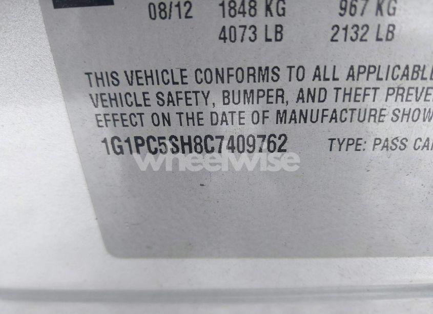 Photo 9 of 2012 Chevrolet Cruze LS (VIN 1G1PC5SH8C7409762)