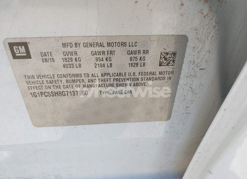 Photo 9 of 2016 Chevrolet Cruze LIMITED LS AUTO (VIN 1G1PC5SH8G7137980)