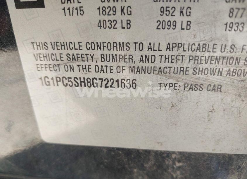 Photo 9 of 2016 Chevrolet Cruze LIMITED LS AUTO (VIN 1G1PC5SH8G7221636)