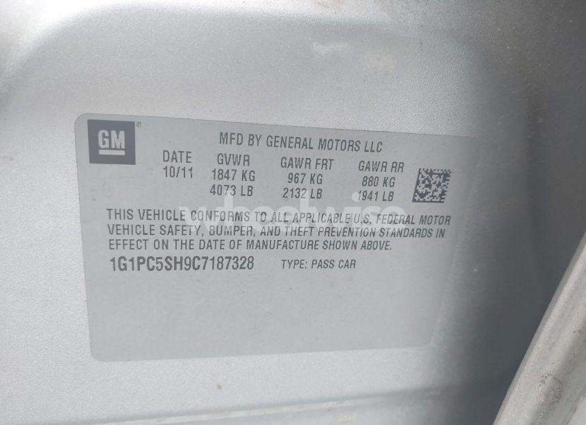 Photo 9 of 2012 Chevrolet Cruze LS (VIN 1G1PC5SH9C7187328)