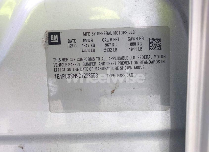 Photo 9 of 2012 Chevrolet Cruze LS (VIN 1G1PC5SH9C7233658)