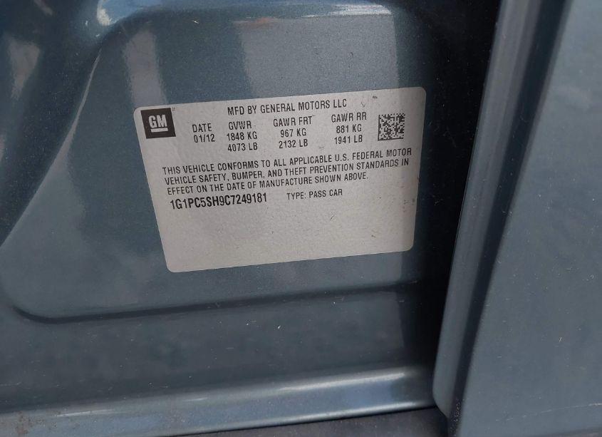 Photo 9 of 2012 Chevrolet Cruze LS (VIN 1G1PC5SH9C7249181)
