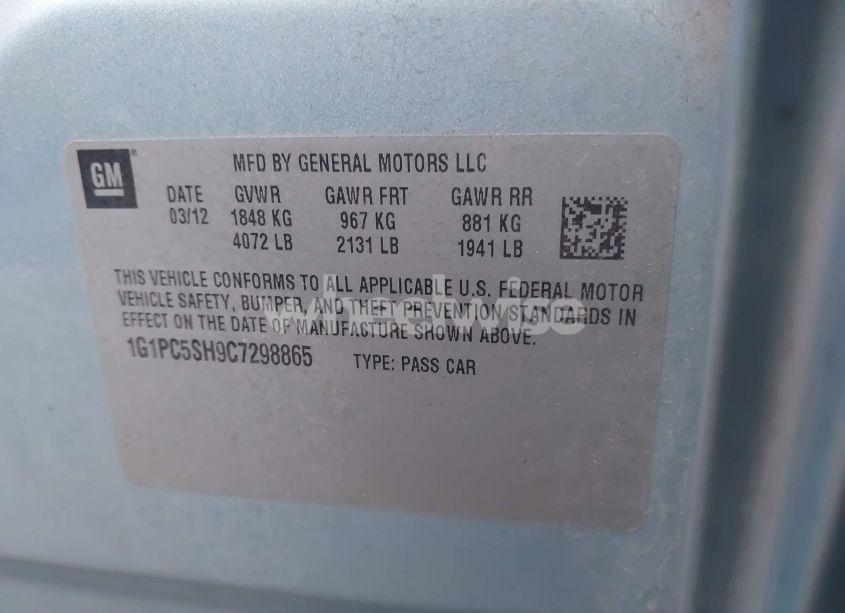 Photo 9 of 2012 Chevrolet Cruze LS (VIN 1G1PC5SH9C7298865)