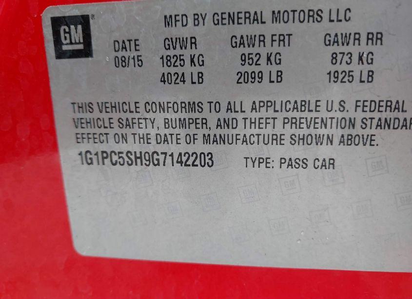 Photo 9 of 2016 Chevrolet Cruze LIMITED LS AUTO (VIN 1G1PC5SH9G7142203)