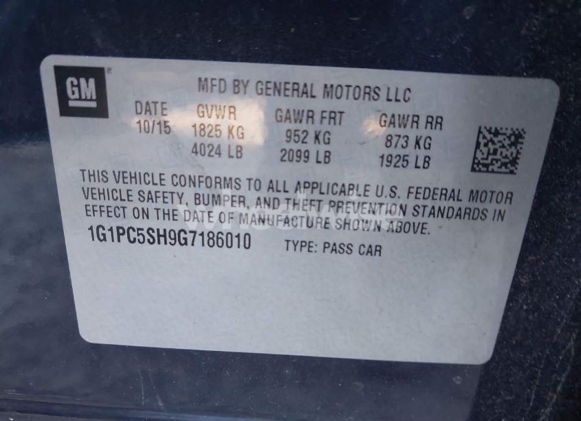 Photo 9 of 2016 Chevrolet Cruze LIMITED LS AUTO (VIN 1G1PC5SH9G7186010)