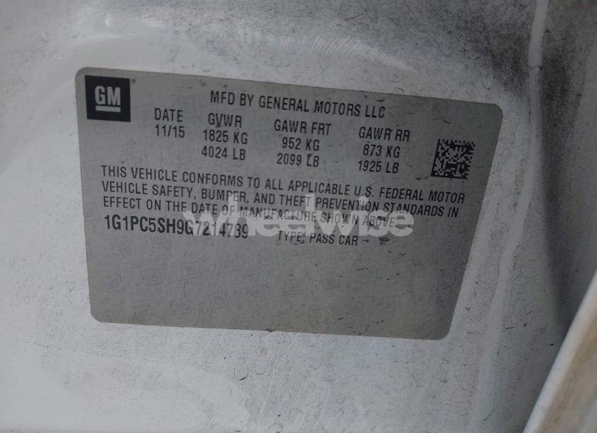 Photo 9 of 2016 Chevrolet Cruze LIMITED LS AUTO (VIN 1G1PC5SH9G7214789)