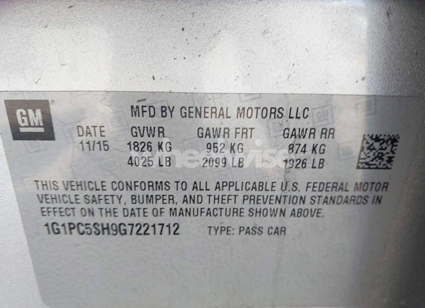 Photo 9 of 2016 Chevrolet Cruze LIMITED LS AUTO (VIN 1G1PC5SH9G7221712)