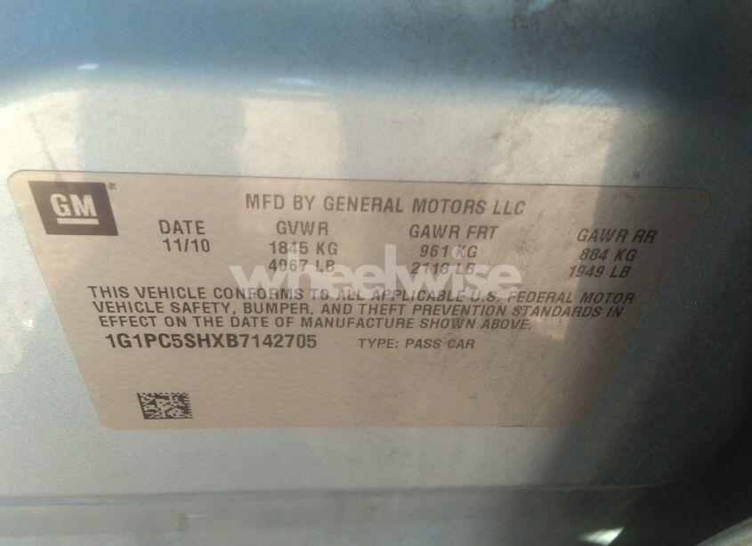 Photo 9 of 2011 Chevrolet Cruze LS (VIN 1G1PC5SHXB7142705)