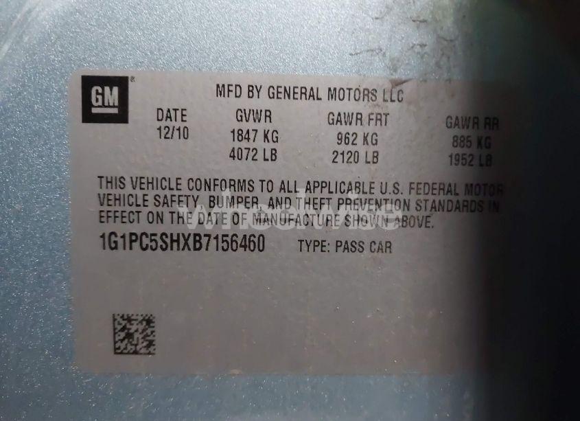 Photo 9 of 2011 Chevrolet Cruze LS (VIN 1G1PC5SHXB7156460)