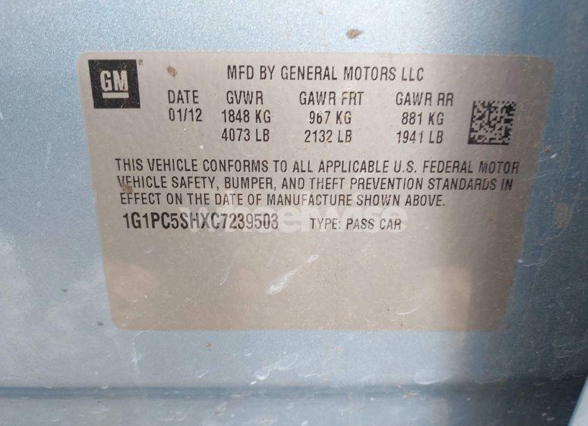 Photo 9 of 2012 Chevrolet Cruze LS (VIN 1G1PC5SHXC7239503)