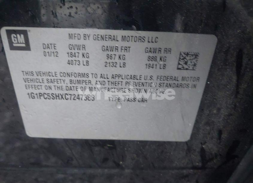 Photo 9 of 2012 Chevrolet Cruze LS (VIN 1G1PC5SHXC7247388)