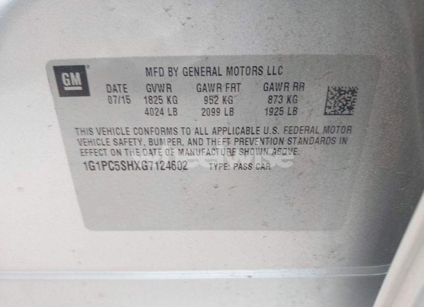 Photo 9 of 2016 Chevrolet Cruze LIMITED LS AUTO (VIN 1G1PC5SHXG7124602)