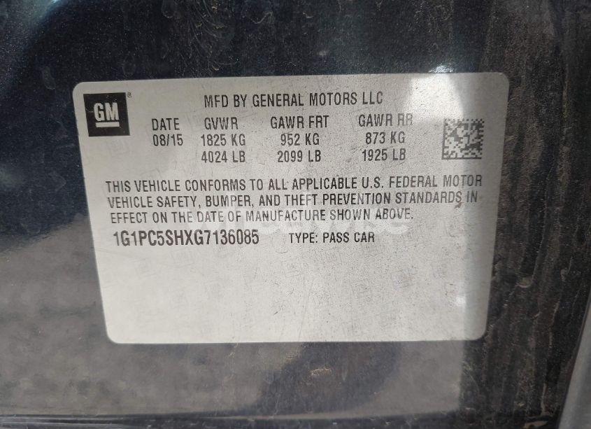 Photo 9 of 2016 Chevrolet Cruze LIMITED LS AUTO (VIN 1G1PC5SHXG7136085)