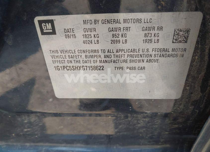 Photo 9 of 2016 Chevrolet Cruze LIMITED LS AUTO (VIN 1G1PC5SHXG7158622)