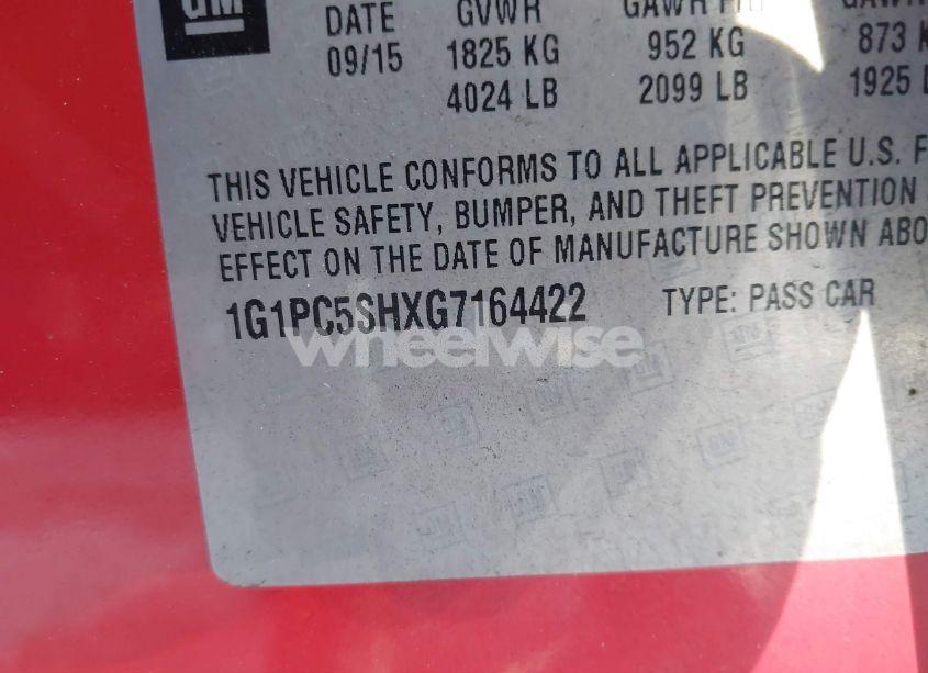 Photo 9 of 2016 Chevrolet Cruze LIMITED LS AUTO (VIN 1G1PC5SHXG7164422)