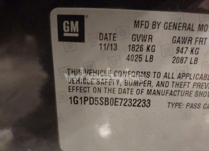 Photo 9 of 2014 Chevrolet Cruze 1LT MANUAL (VIN 1G1PD5SB0E7232233)