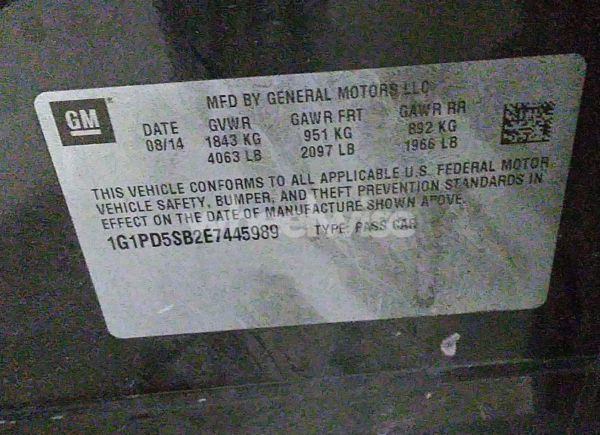 Photo 9 of 2014 Chevrolet Cruze 1LT MANUAL (VIN 1G1PD5SB2E7445989)