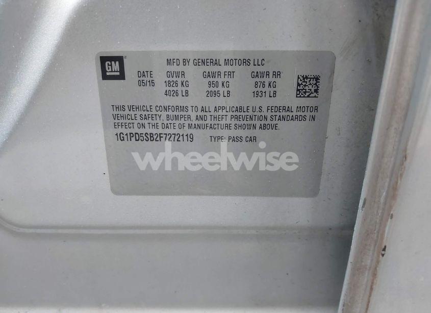 Photo 9 of 2015 Chevrolet Cruze 1LT MANUAL (VIN 1G1PD5SB2F7272119)