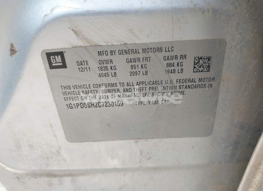 Photo 9 of 2012 Chevrolet Cruze LS (VIN 1G1PD5SH2C7230159)
