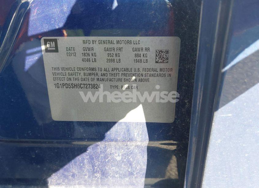 Photo 9 of 2012 Chevrolet Cruze LS (VIN 1G1PD5SH6C7273824)