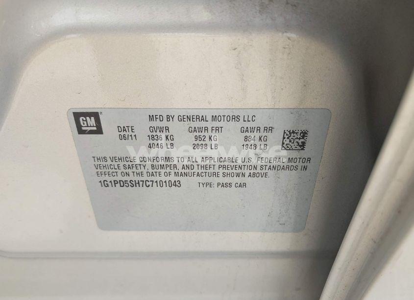 Photo 9 of 2012 Chevrolet Cruze LS (VIN 1G1PD5SH7C7101043)