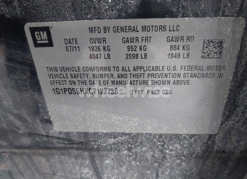 Photo 9 of 2012 Chevrolet Cruze LS (VIN 1G1PD5SHXC7122730)