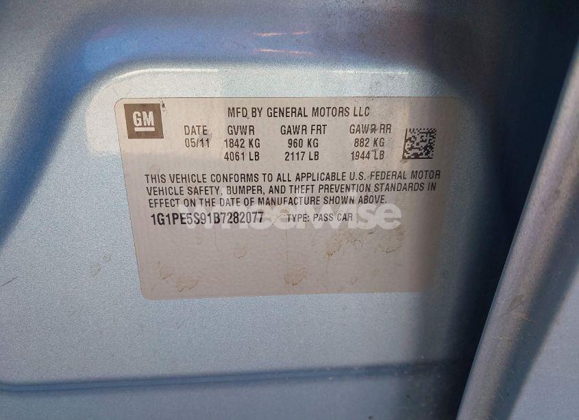 Photo 9 of 2011 Chevrolet Cruze LT (VIN 1G1PE5S91B7282077)