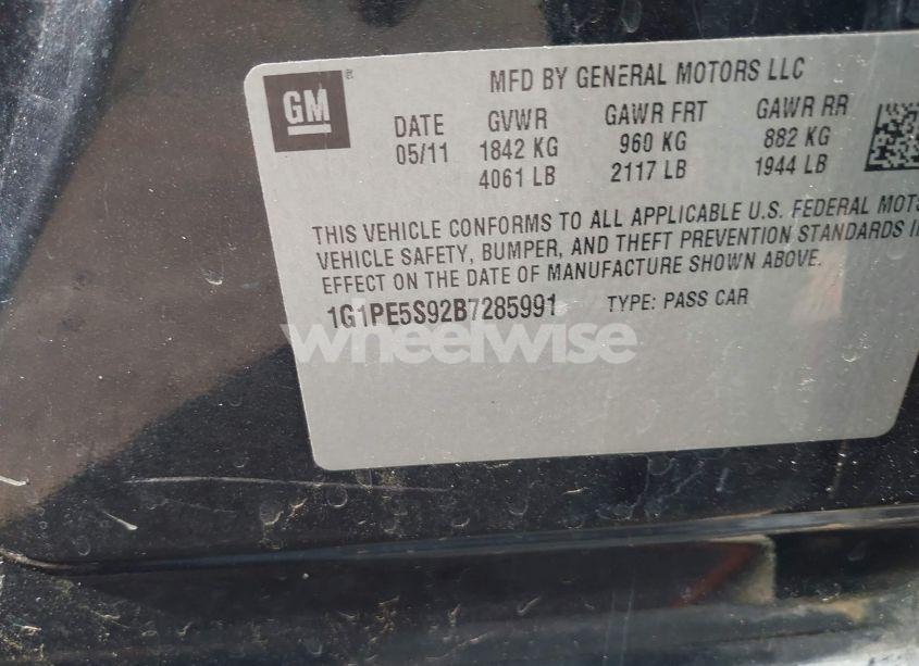 Photo 9 of 2011 Chevrolet Cruze LT (VIN 1G1PE5S92B7285991)