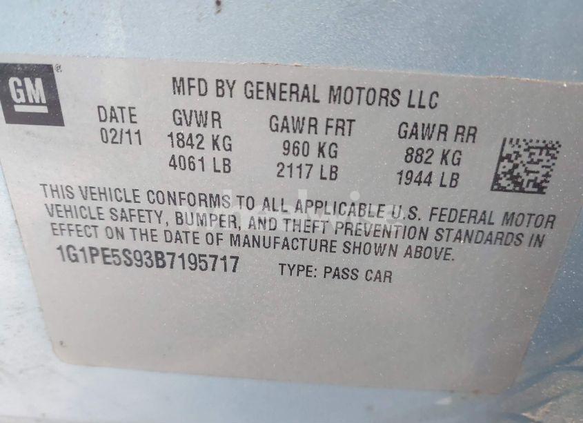 Photo 9 of 2011 Chevrolet Cruze LT (VIN 1G1PE5S93B7195717)