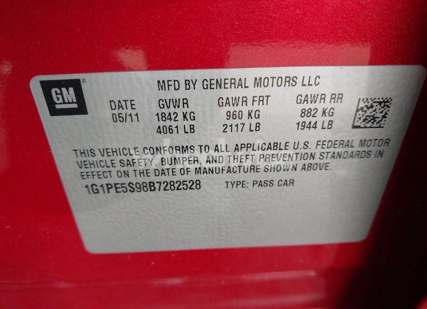 Photo 9 of 2011 Chevrolet Cruze LT (VIN 1G1PE5S98B7282528)