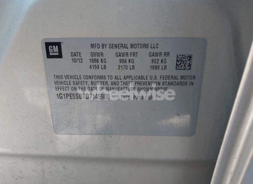 Photo 9 of 2013 Chevrolet Cruze 2LT AUTO (VIN 1G1PE5SB0D7145900)