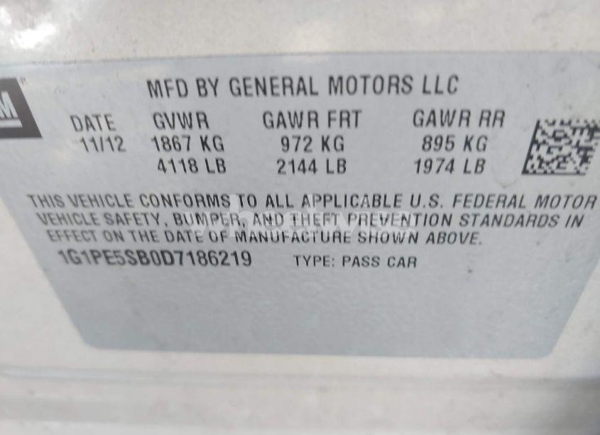 Photo 9 of 2013 Chevrolet Cruze 2LT AUTO (VIN 1G1PE5SB0D7186219)