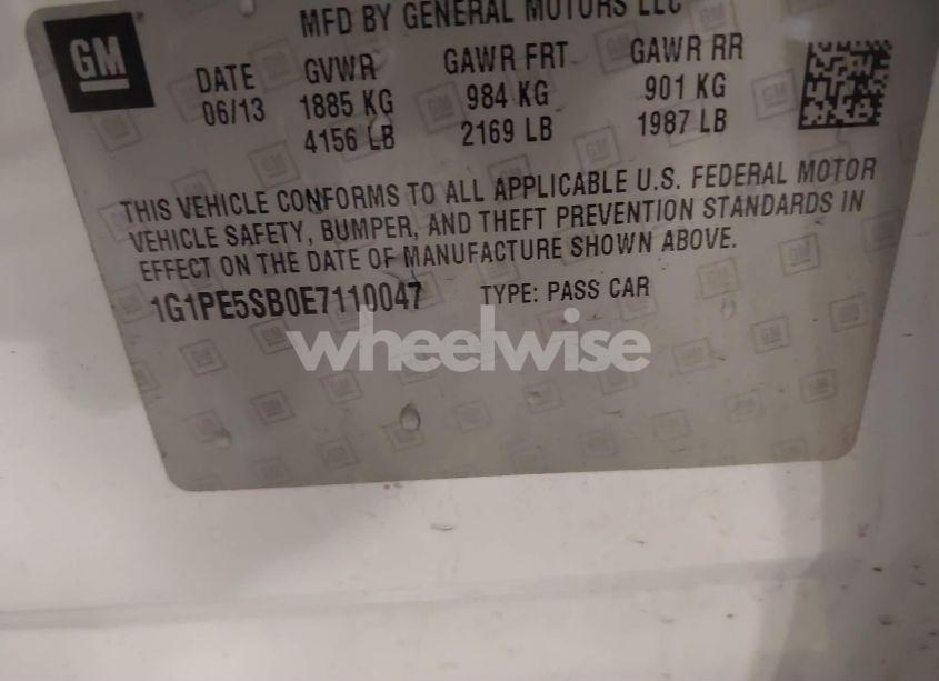 Photo 9 of 2014 Chevrolet Cruze 2LT AUTO (VIN 1G1PE5SB0E7110047)