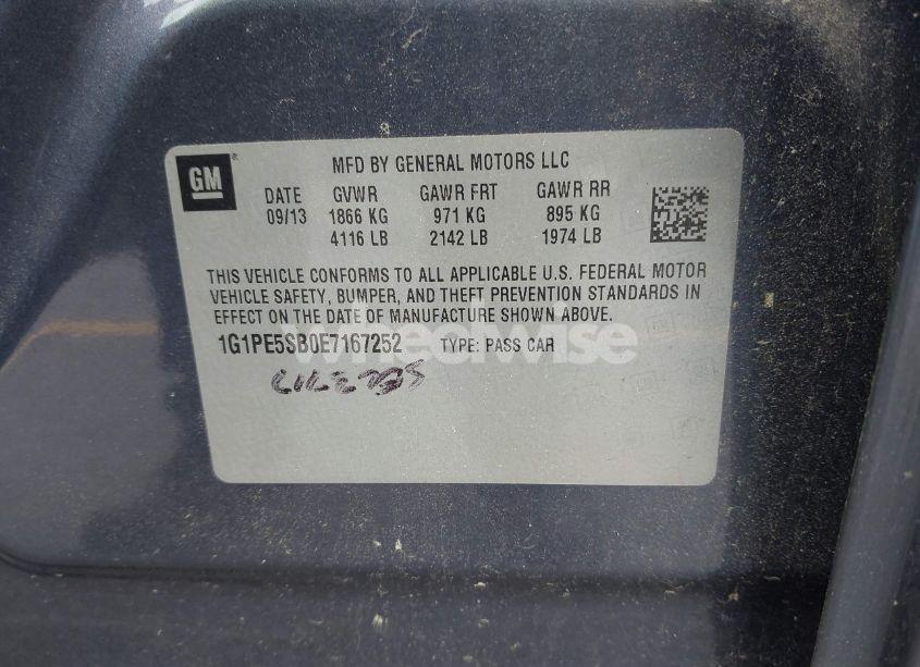 Photo 9 of 2014 Chevrolet Cruze 2LT AUTO (VIN 1G1PE5SB0E7167252)