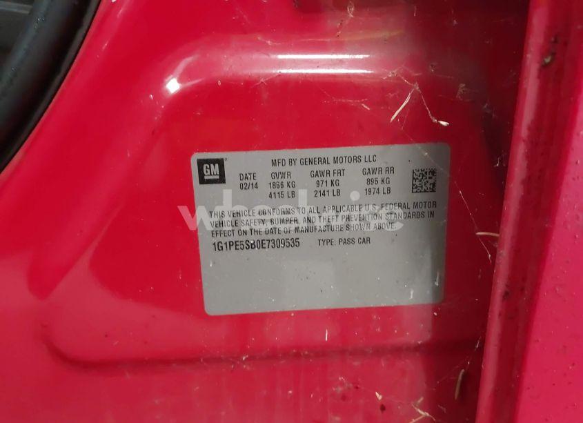 Photo 9 of 2014 Chevrolet Cruze 2LT AUTO (VIN 1G1PE5SB0E7309535)