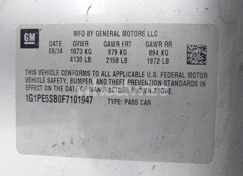 Photo 9 of 2015 Chevrolet Cruze 2LT AUTO (VIN 1G1PE5SB0F7101947)