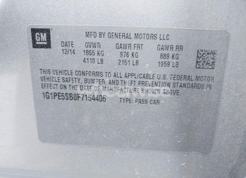 Photo 9 of 2015 Chevrolet Cruze 2LT AUTO (VIN 1G1PE5SB0F7154406)