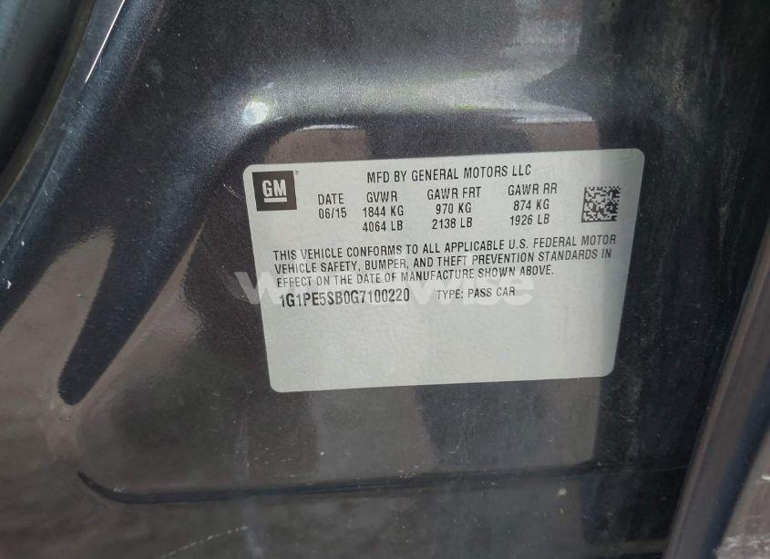 Photo 9 of 2016 Chevrolet Cruze LIMITED 1LT AUTO (VIN 1G1PE5SB0G7100220)