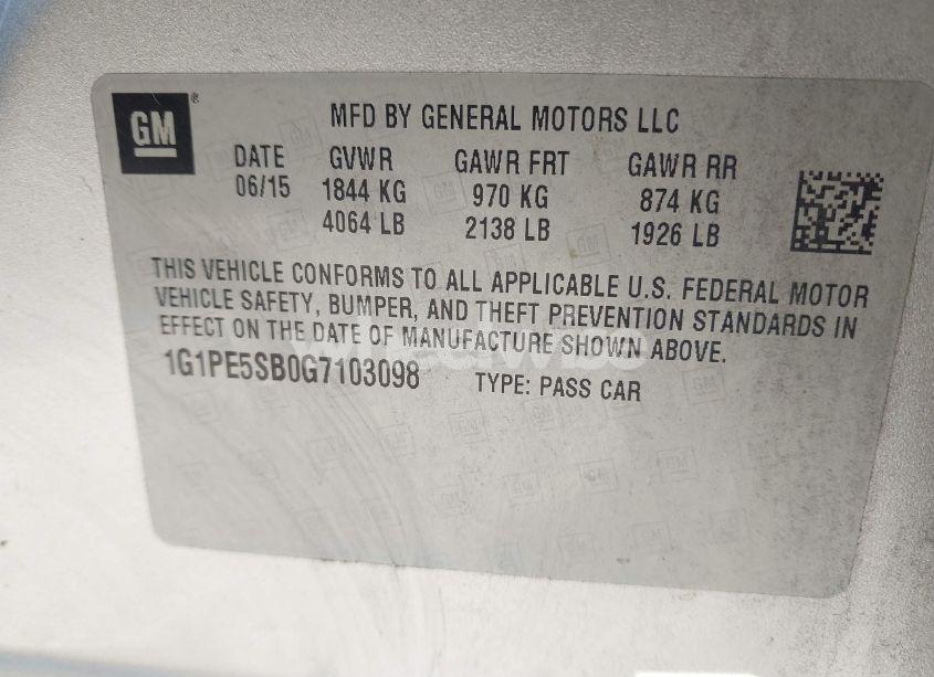 Photo 9 of 2016 Chevrolet Cruze LIMITED 1LT AUTO (VIN 1G1PE5SB0G7103098)