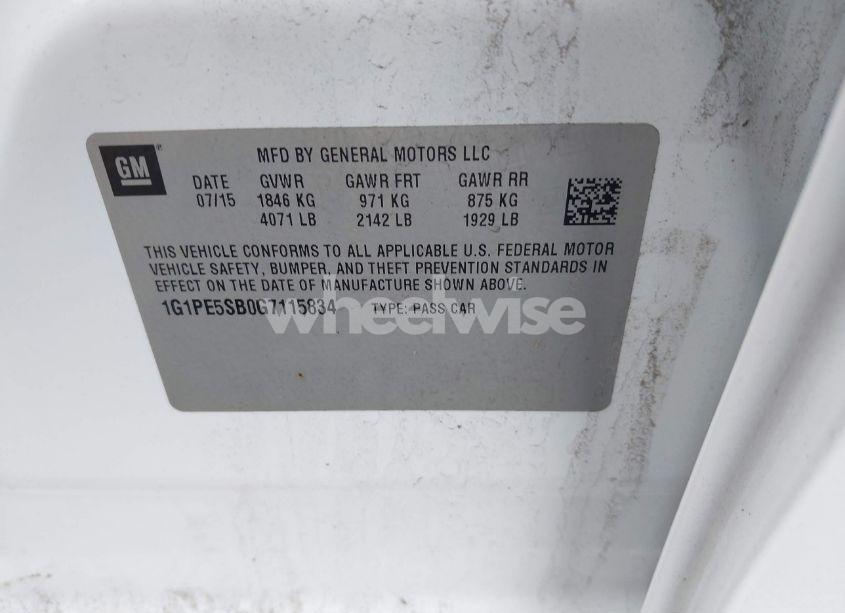 Photo 9 of 2016 Chevrolet Cruze LIMITED 1LT AUTO (VIN 1G1PE5SB0G7115834)