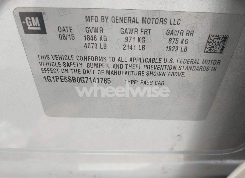 Photo 9 of 2016 Chevrolet Cruze LIMITED 1LT AUTO (VIN 1G1PE5SB0G7141785)