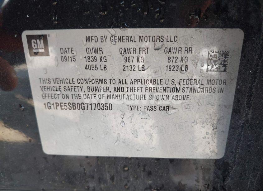 Photo 9 of 2016 Chevrolet Cruze LIMITED 1LT AUTO (VIN 1G1PE5SB0G7170350)