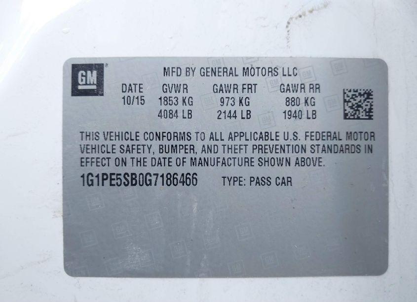 Photo 9 of 2016 Chevrolet Cruze LIMITED 1LT AUTO (VIN 1G1PE5SB0G7186466)