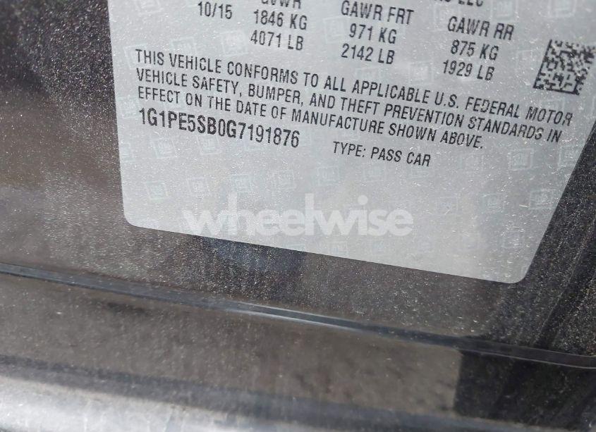 Photo 9 of 2016 Chevrolet Cruze LIMITED 1LT AUTO (VIN 1G1PE5SB0G7191876)