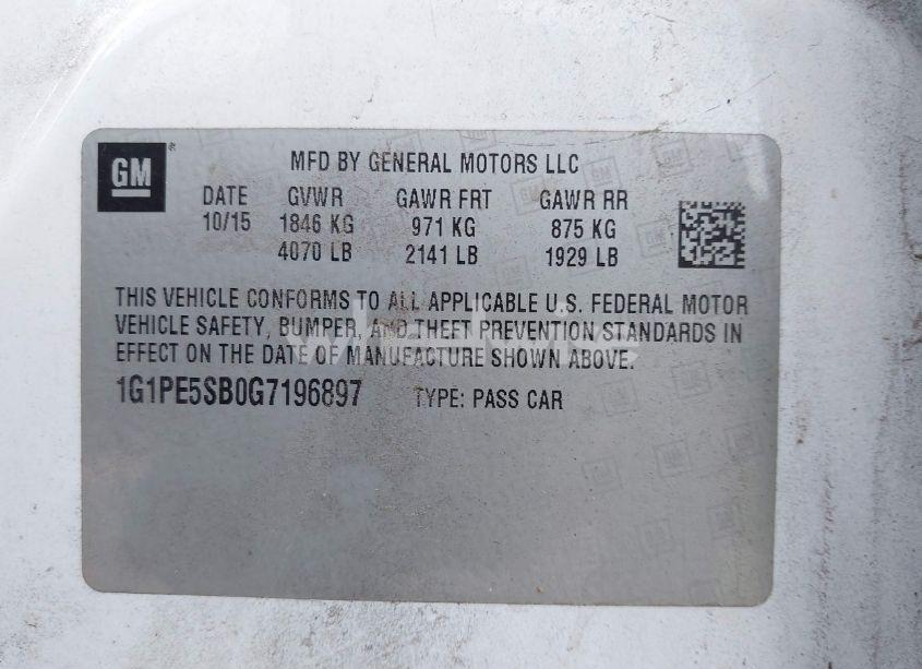 Photo 9 of 2016 Chevrolet Cruze LIMITED 1LT AUTO (VIN 1G1PE5SB0G7196897)