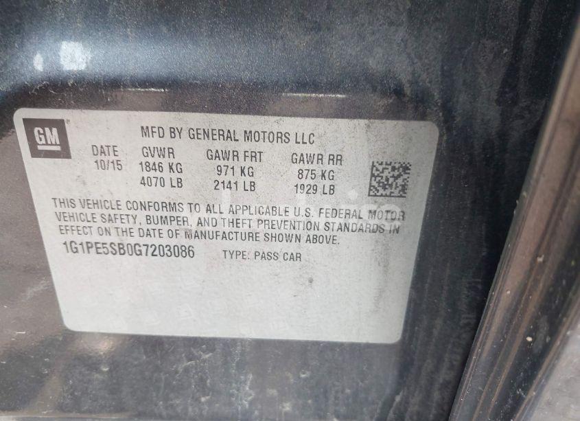 Photo 9 of 2016 Chevrolet Cruze LIMITED 1LT AUTO (VIN 1G1PE5SB0G7203086)