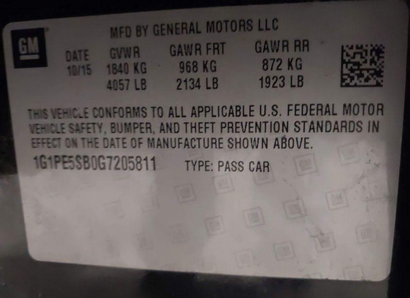 Photo 9 of 2016 Chevrolet Cruze LIMITED 1LT AUTO (VIN 1G1PE5SB0G7205811)