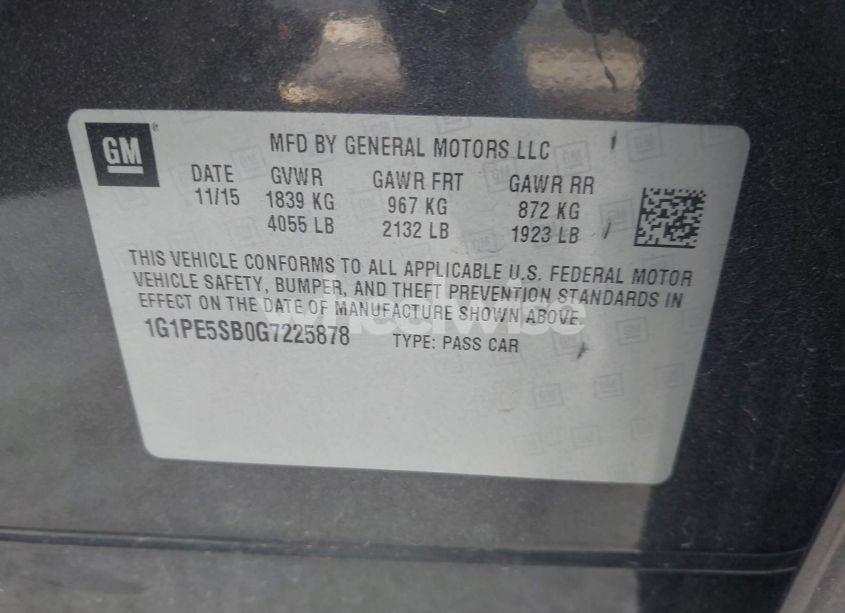 Photo 9 of 2016 Chevrolet Cruze LIMITED 1LT AUTO (VIN 1G1PE5SB0G7225878)